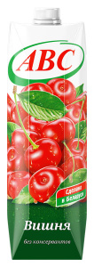 Сок АВС 1л Вишня (без сахара) 1/12