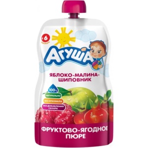 Д/П Пюре Агуша Я Сам! 90гр ЯБЛОКО-ЕЖЕВИКА-МАЛИНА (дой-пак) 1/10
