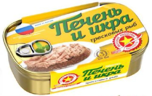 Печень и икра трески ВКУСНЫЕ КОНСЕРВЫ 115 гр 1/12