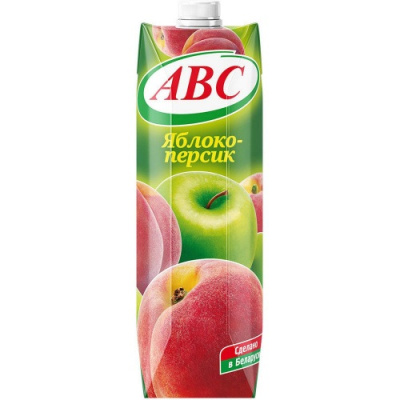 Сок АВС 1л Яблоко Персик нектар 1/12
