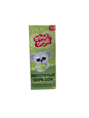 Сок ГОСТ ФруктДрайв 0,2л Яблочный с 4ех мес (Б/штрих кода) 1/27